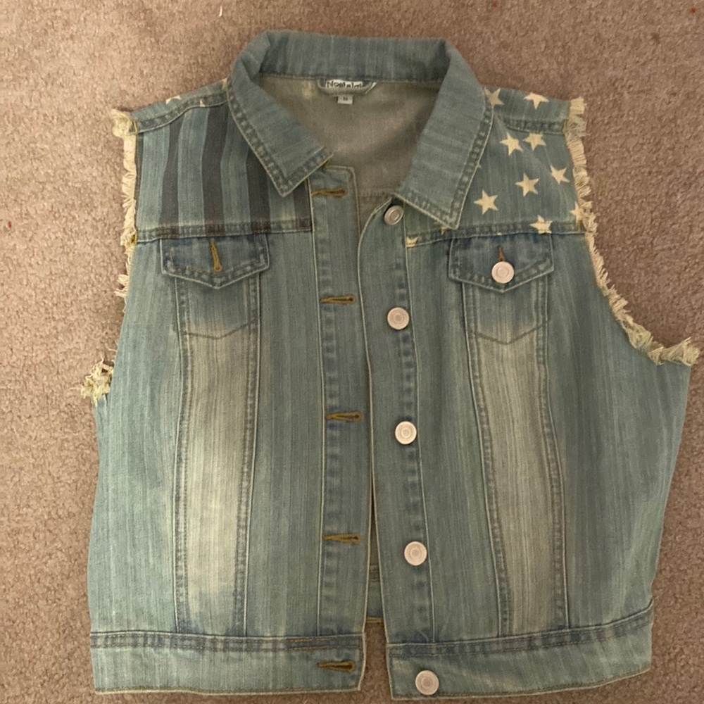 American flag denim vest